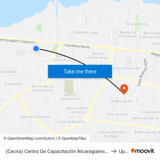 (Cecna) Centro De Capacitación Nicaragüense Alemán to Upoli map