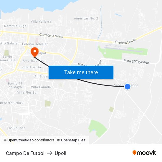 Campo De Futbol to Upoli map