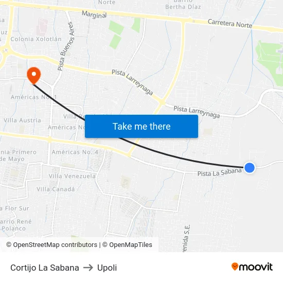 Cortijo La Sabana to Upoli map