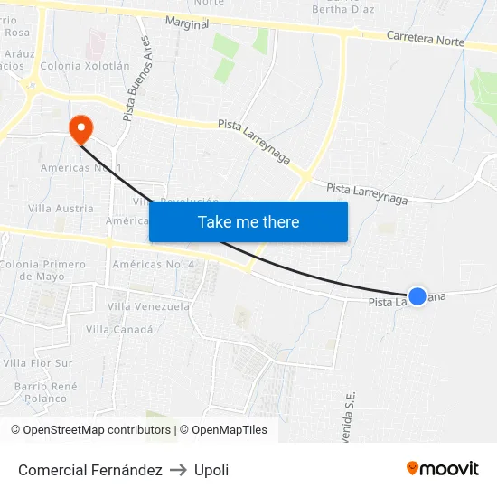 Comercial Fernández to Upoli map