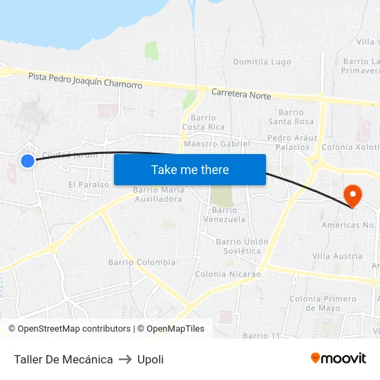 Taller De Mecánica to Upoli map