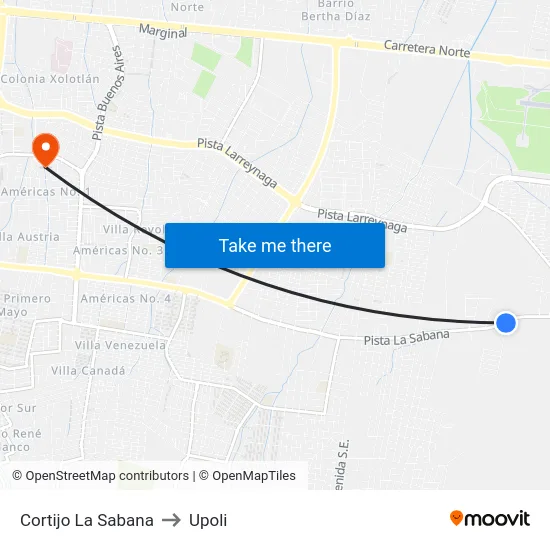 Cortijo La Sabana to Upoli map