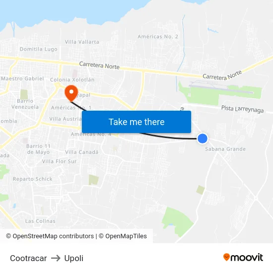 Cootracar to Upoli map