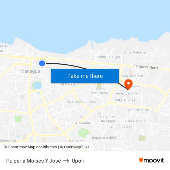 Pulpería Moisés Y José to Upoli map