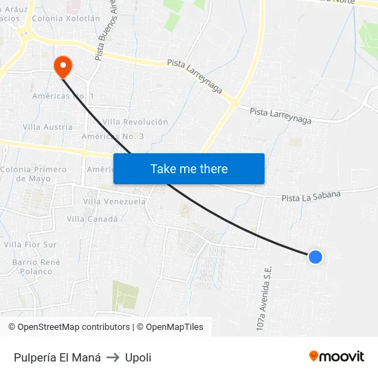 Pulpería El Maná to Upoli map
