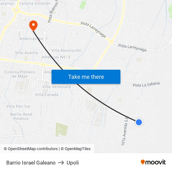 Barrio Israel Galeano to Upoli map