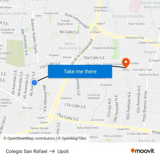 Colegio San Rafael to Upoli map
