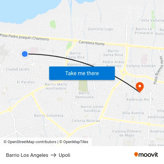 Barrio Los Angeles to Upoli map