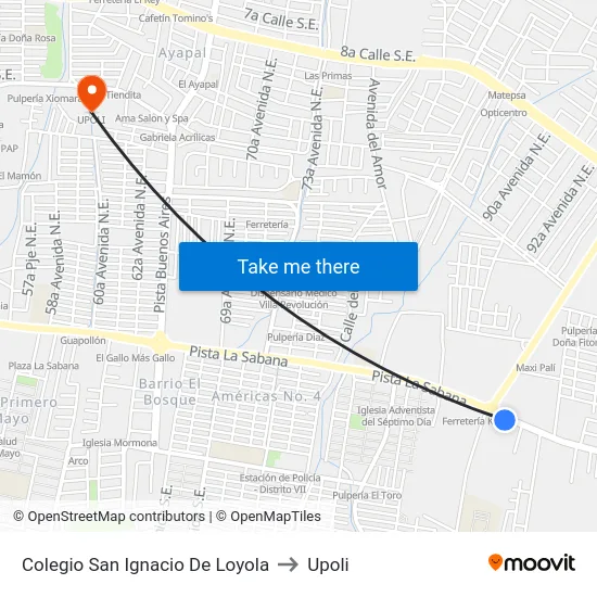 Colegio San Ignacio De Loyola to Upoli map