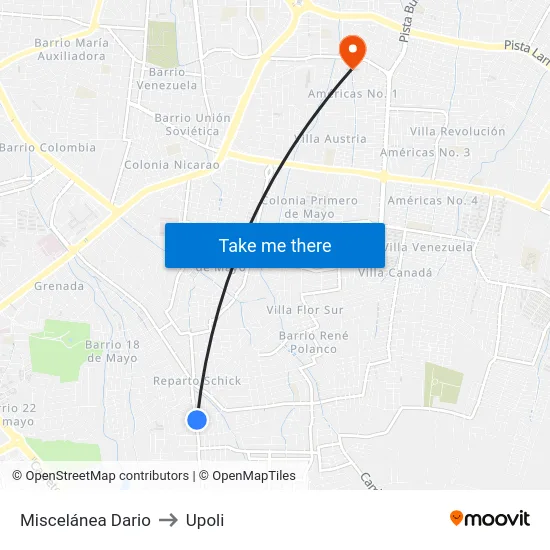 Miscelánea Dario to Upoli map