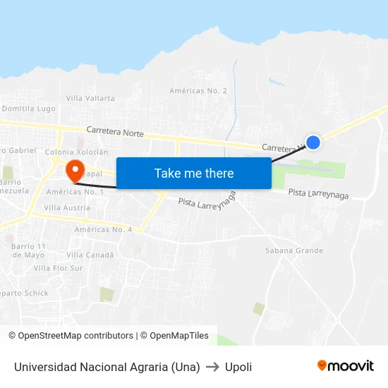 Universidad Nacional Agraria (Una) to Upoli map