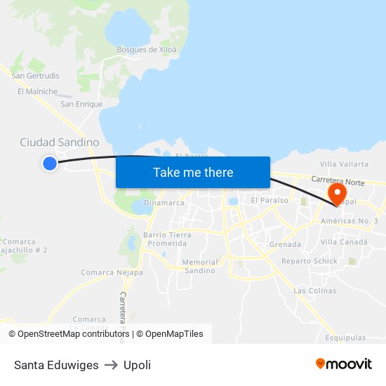 Santa Eduwiges to Upoli map