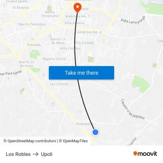 Los Robles to Upoli map