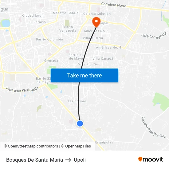 Bosques De Santa Maria to Upoli map