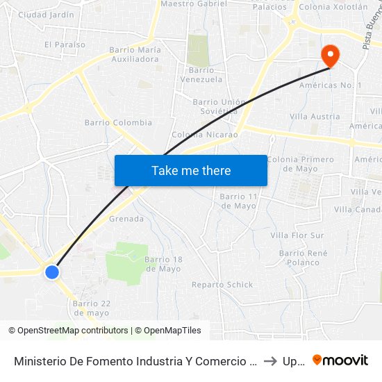 Ministerio De Fomento Industria Y Comercio (Mific) to Upoli map