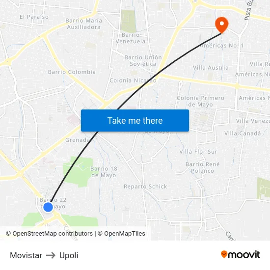 Movistar to Upoli map