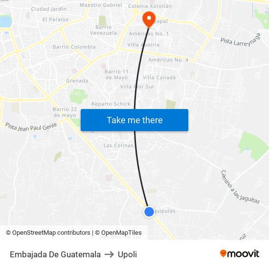 Embajada De Guatemala to Upoli map