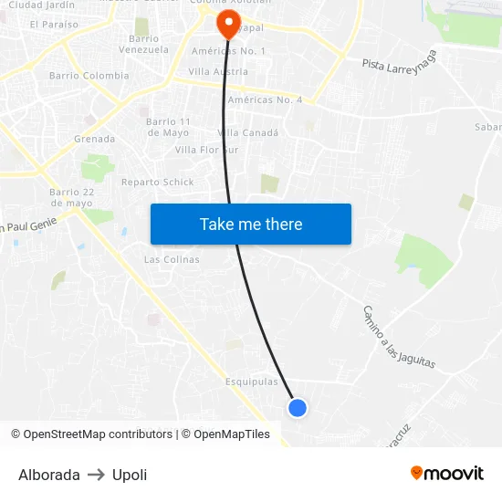 Alborada to Upoli map