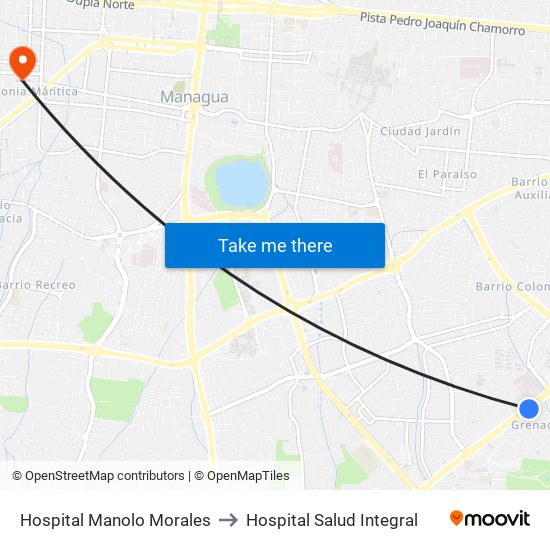 Hospital Manolo Morales to Hospital Salud Integral map