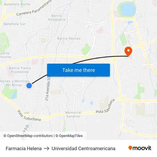 Farmacia Helena to Universidad Centroamericana map