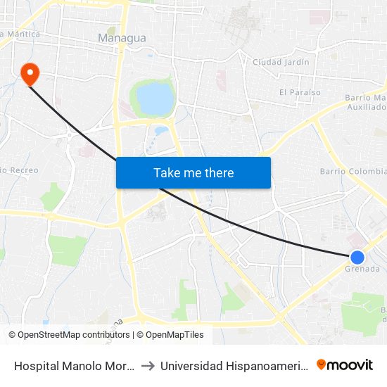Hospital Manolo Morales to Universidad Hispanoamericano map