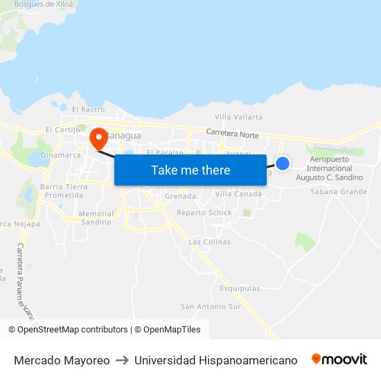 Mercado Mayoreo to Universidad Hispanoamericano map