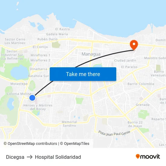 Dicegsa to Hospital Solidaridad map