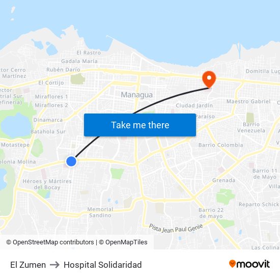 El Zumen to Hospital Solidaridad map