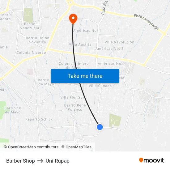 Barber Shop to Uni-Rupap map