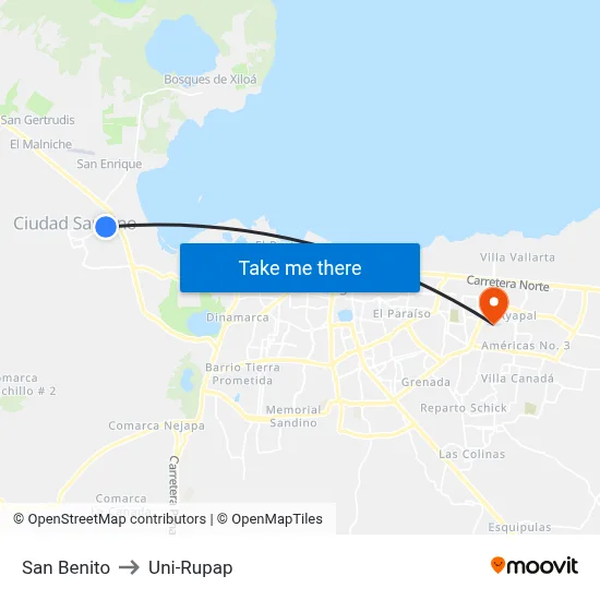 San Benito to Uni-Rupap map