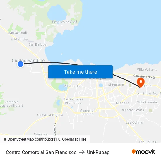 Centro Comercial San Francisco to Uni-Rupap map