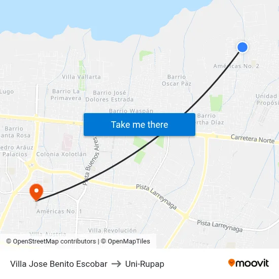 Villa Jose Benito Escobar to Uni-Rupap map