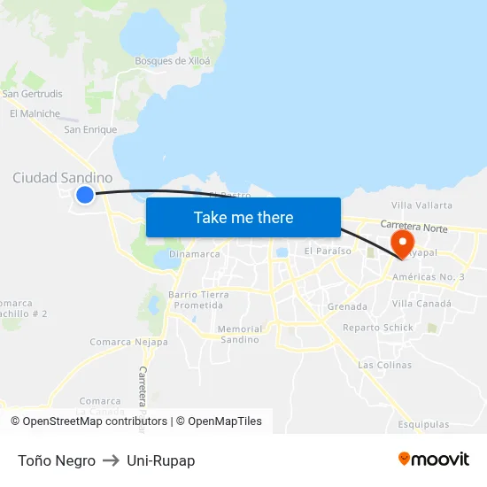 Toño Negro to Uni-Rupap map