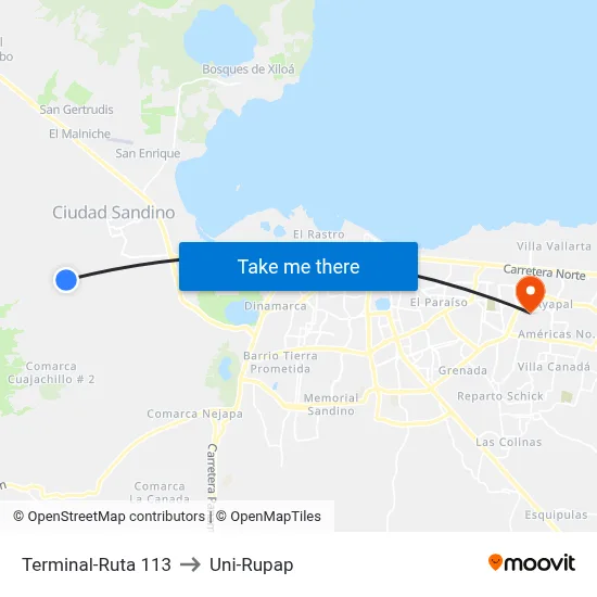 Terminal-Ruta 113 to Uni-Rupap map