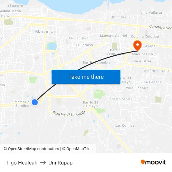 Tigo Healeah to Uni-Rupap map