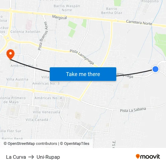 La Curva to Uni-Rupap map