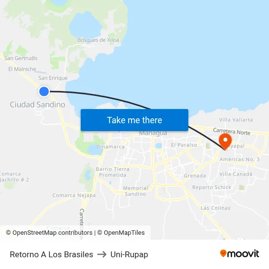 Retorno A Los Brasiles to Uni-Rupap map