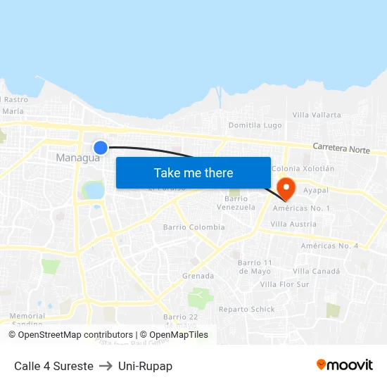 Calle 4 Sureste to Uni-Rupap map