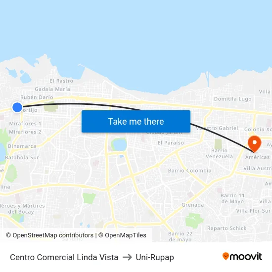 Centro Comercial Linda Vista to Uni-Rupap map