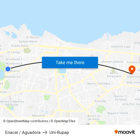 Enacal / Aguadora to Uni-Rupap map