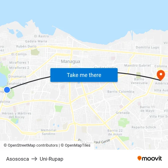 Asososca to Uni-Rupap map