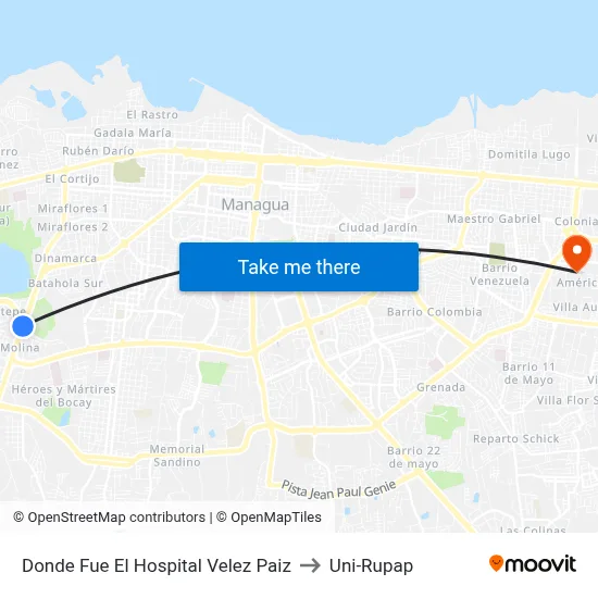 Donde Fue El Hospital Velez Paiz to Uni-Rupap map