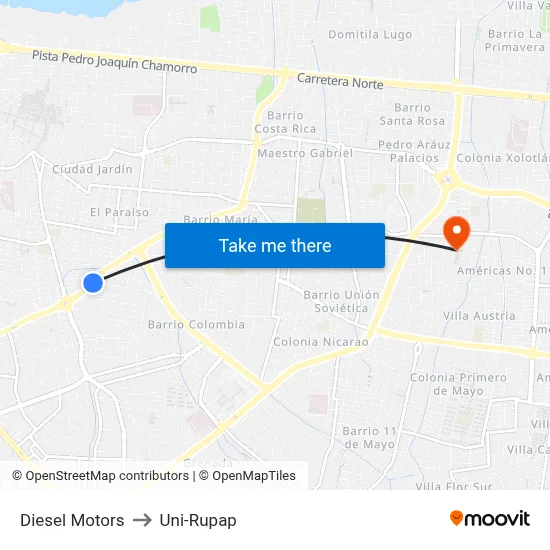 Diesel Motors to Uni-Rupap map