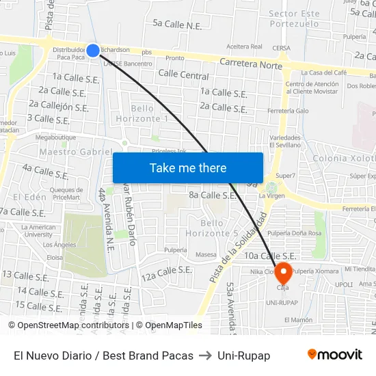 El Nuevo Diario / Best Brand Pacas to Uni-Rupap map