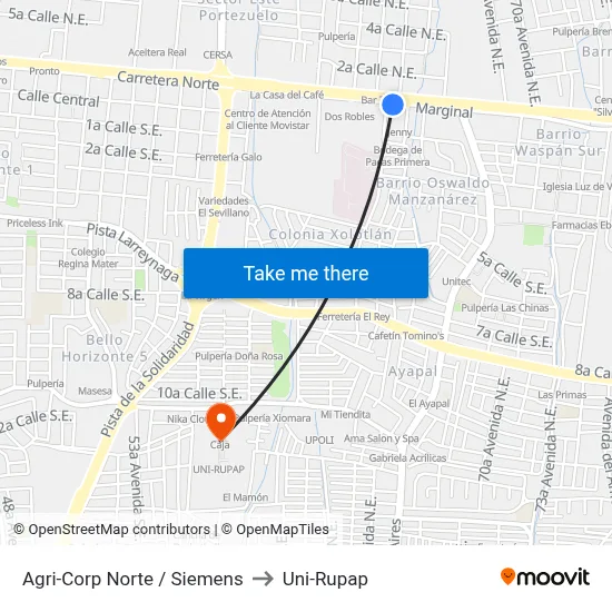 Agri-Corp Norte / Siemens to Uni-Rupap map