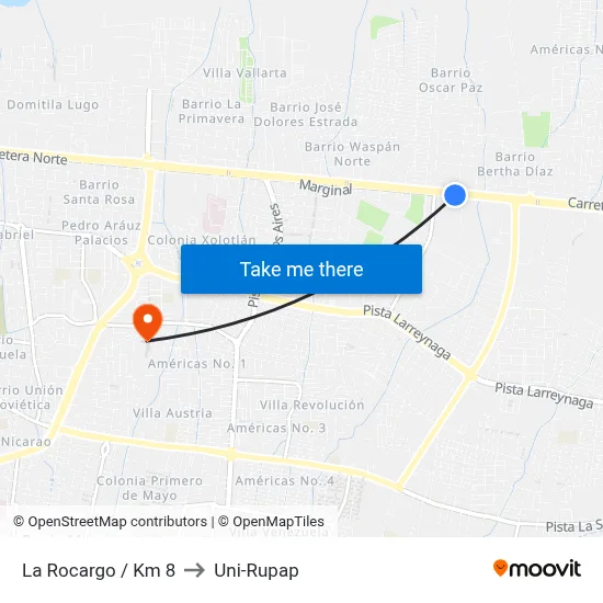 La Rocargo / Km 8 to Uni-Rupap map