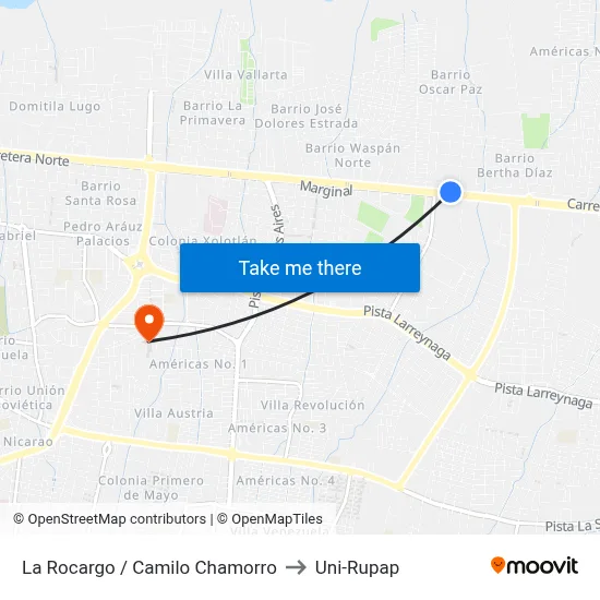 La Rocargo / Camilo Chamorro to Uni-Rupap map