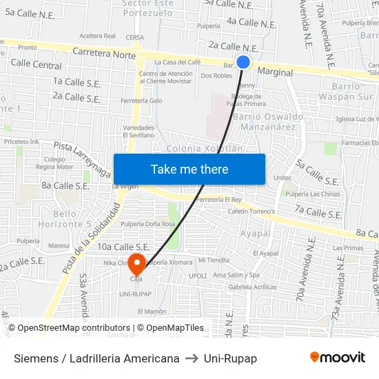Siemens / Ladrilleria Americana to Uni-Rupap map