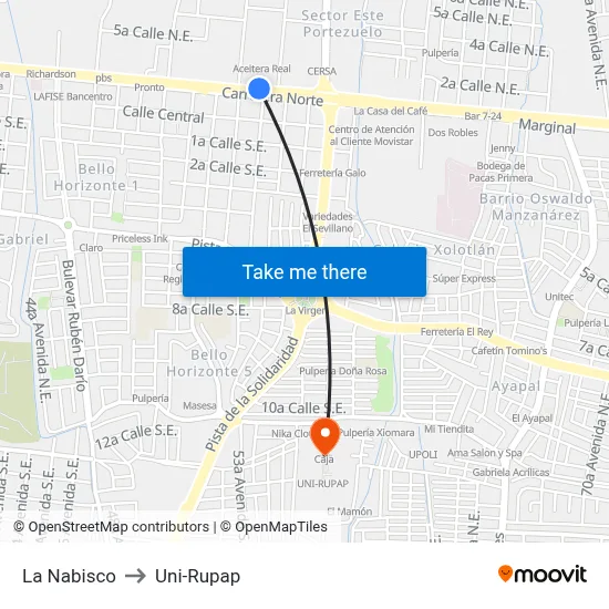 La Nabisco to Uni-Rupap map