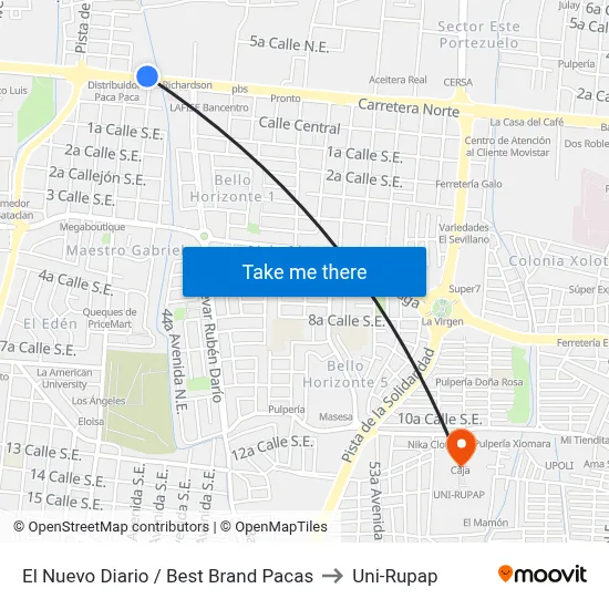 El Nuevo Diario / Best Brand Pacas to Uni-Rupap map